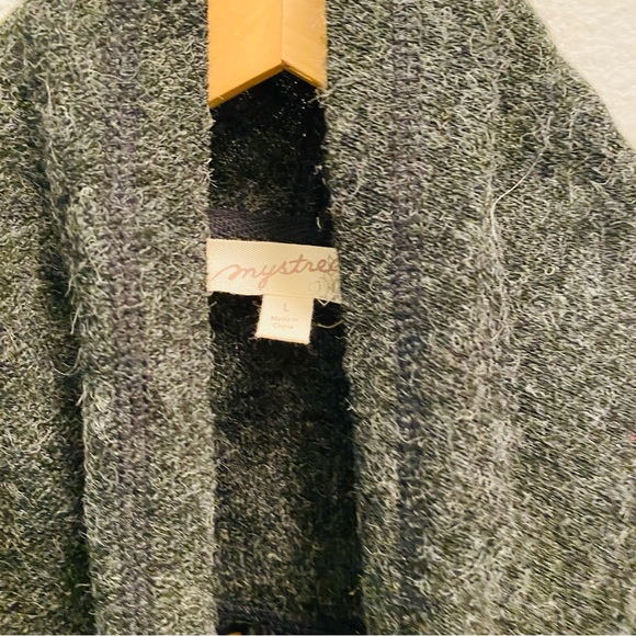 MYSTREE Gray Open Cardigan with Orange Floral Burnout Back Panel - Picture 7 of 7